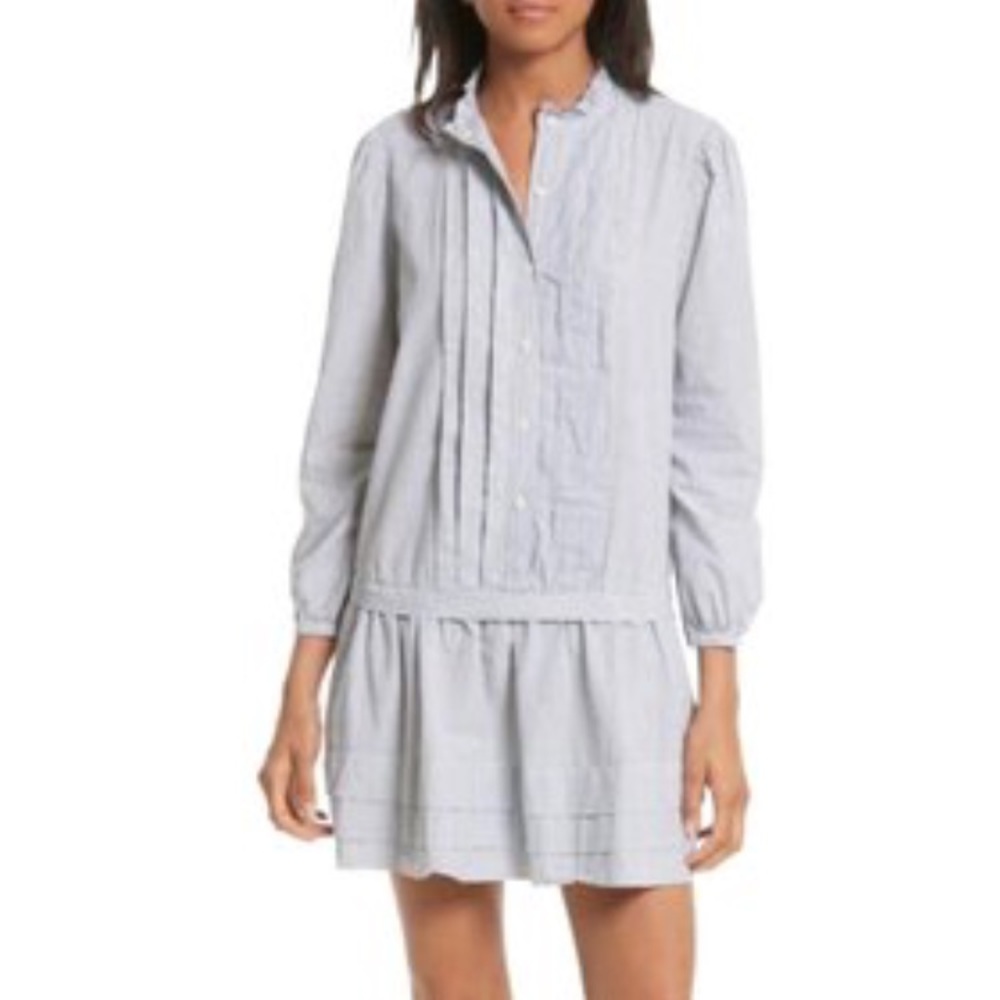 La Vie Rebecca Taylor Blue and White Shirt Dress XS